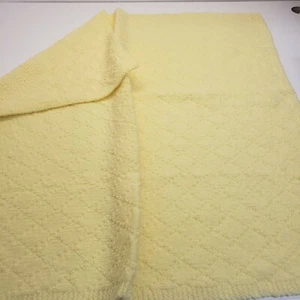 Baby Blanket Hand Knit Yellow Intricate Cable Leaf Pattern Soft 28” x 32” - Picture 1 of 4