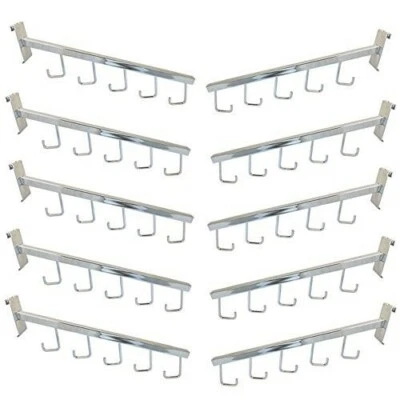 10 Pc Chrome Waterfall 5 J Gridwall Hooks 17-1/2" Long Faceout Retail Display - Image 1 of 4