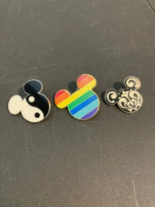 Lot of 3 Mickey Mouse Head Shape Pins Disney Park Trading Pins Rainbow Yin Yang - Picture 1 of 5