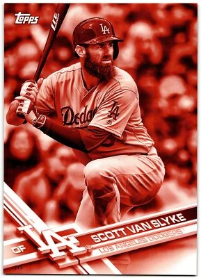 2017 Topps Red Jumbo 5x7 Scott VanSlyke 2/5 Los Angeles Dodgers #LAD-5 - Image 1 of 2