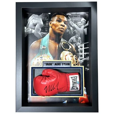 Mike Tyson Autographed Boxing Glove Framed Shadowbox Collage JSA COA Signed - Image 1 of 4