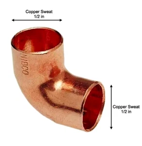 Everbilt Copper Pressure 90-Degree Elbow Fitting - 1/2" x 1/2" - Picture 1 of 5