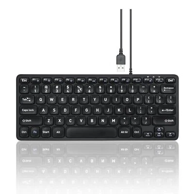 Teclado mini USB con cable PERIBOARD-432 tipo X tijera teclas de impresión grande negro Foto 1 de 4