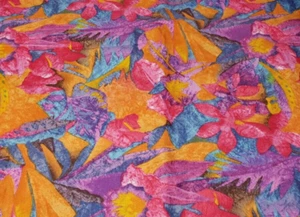 Hobby Lobby Fabric 2 Yards Floral Nature Bright Design #J2964 Japan Orange Pink - Picture 1 of 5
