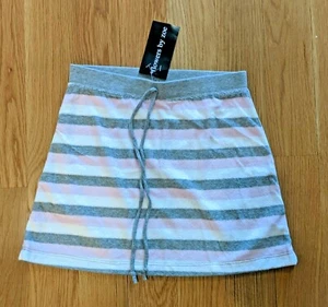 NWT Sz XL 12 Flower by Zoe Terry Skirt Swim Cover Heather Gray White Pink Stripe - Picture 1 of 1