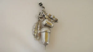 ANTIQUE VILNO, RUSSIAN EMPIRE 84 SILVER ACORN PIN BROOCH, HAIM KATS 1886-1900 - Picture 1 of 9