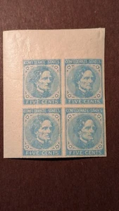 U.S. Confederate Stamp #5 original gum mint never hinged corner block of four - Picture 1 of 2