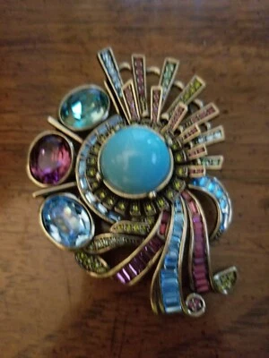 PIN BROCHE GRANDE HEIDI DAUS TOPACIO AZUL Y AMYTHIS CRYDTAL ART DECO  Foto 1 de 4