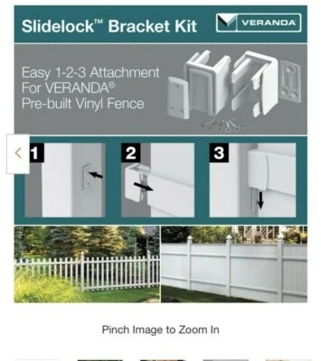 2 Pack Veranda Fence Slidelock Bracket Kit For Pre-Built Panels 1000-038-441  - Image 1 of 4
