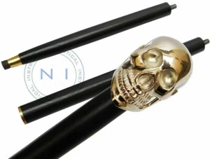 Bastón gótico con mango de calavera - Bastón de madera con cabeza de latón de 36" - Regalo de Halloween - Imagen 1 de 4