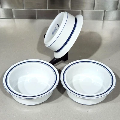 Dansk New Scandia 6.5” Rimmed Cereal Soup Bowls Lattice Blue Red Berry Lot of 3 - Image 1 of 4