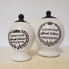 Set Of 2 White Lidded Jar Canister Cookie Louis Cino Grande Maison