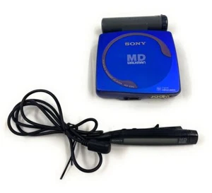 Sony MD Walkman MZ-E80 Blue MiniDisc Player RM-MZ2S with gum battery etc - Picture 1 of 7
