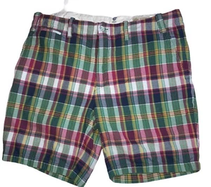 Men’s Polo Ralph Lauren Straight Fit Madras Plaid Casual Golf Shorts Size 36 - Picture 1 of 12