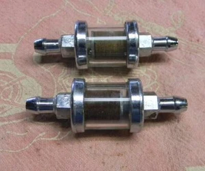 PAIR USED SHORT GLASS 1/4" INCH FUEL FILTERS - Picture 1 of 1