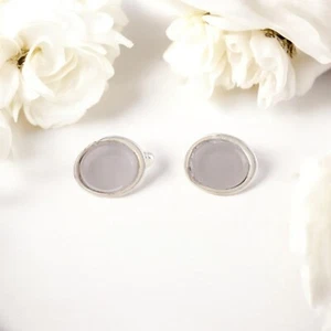 Natural Selenite Gemstone 925 Sterling Silver Jewelry Men's Suit Cufflinks 0.59" - Picture 1 of 6