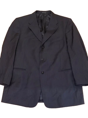 Zignone Murano (итальянского производства) черный значок полоски костюм Dillard's 46 куртка, талия 38 - Изображение 1 из 4