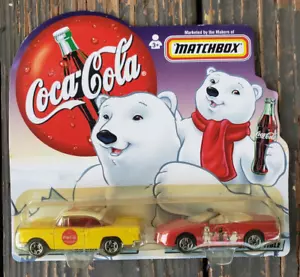 1999 Matchbox Coca Cola Dad's 1955 Chevy Bel Air & Son's 1998 Camaro 2 pack 1/64 - Picture 1 of 2