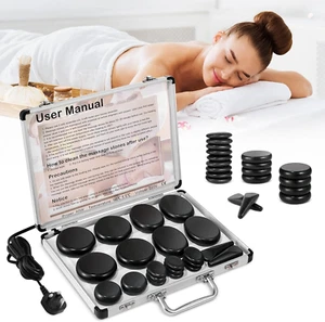 Hot Stones Massage Kit with Heater, 21Pcs Electric Basalt Warm Stones Massage - Picture 1 of 12