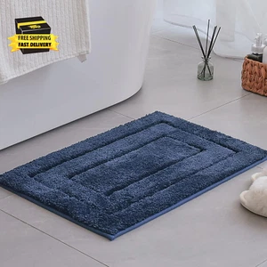 Navy Bathroom Rug, Non-Slip, Super Soft, Water Absorbent, Microfiber, 16" X 24" - Picture 1 of 9