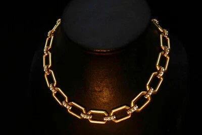 elegante Gliederhalskette, vergoldet mit Straß aus Geschäftsauflösung - Bild 1 von 4