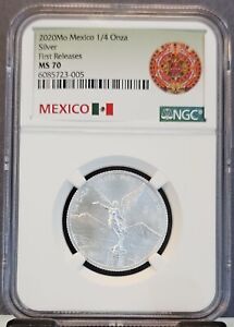 2020 MEXICO SILVER LIBERTAD 1/4 ONZA NGC MS 70 KEY DATE RARE LOW MINTAGE COIN