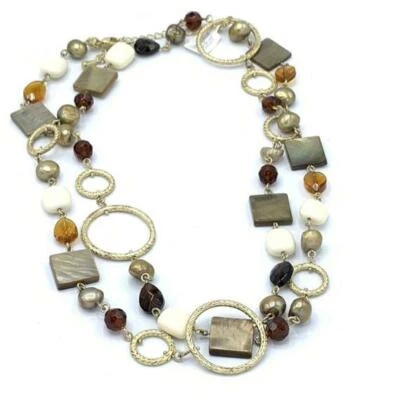 Collar Largo Lia Sophia "Cipriani" Tono Dorado Perlas Agua Dulce/Madre Perla  Foto 1 de 2