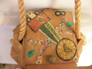 Cartera de bolsillo vintage con palo de popcicle decoración de piedra vagabundo arte en forma de hexágono - Imagen 1 de 4