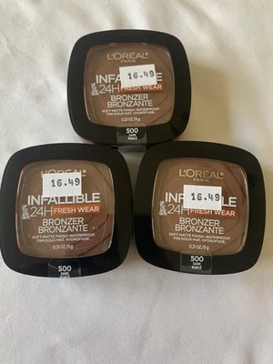 (3) Loreal Infallible 24H Fresh Wear Bronzer Sealed 0.31 oz 500 - Dark FONCE - Image 1 of 2