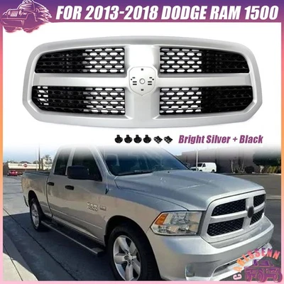 For 2013-2018 Dodge Ram 1500 Laramie Front Bumper Grille WS2 Bright Silver+Black Foto 1 de 4