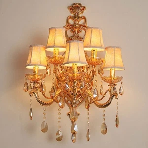 Modern Gold Crystal Wall Lamps 5-Arms Wall Lights Wall Sconce Bedside Lighting - Picture 1 of 8