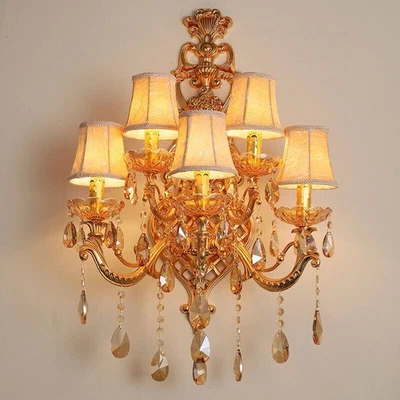 Modern Gold Crystal Wall Lamps 5-Arms Wall Lights Wall Sconce Bedside Lighting - Image 1 of 4