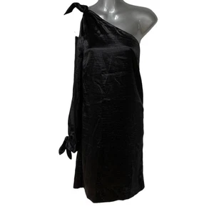 Rebecca Minkoff Nash Dress Black Satin One Shoulder NWT Women's Size 00 - Picture 1 of 12