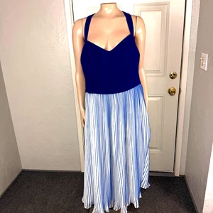 Modcloth Womens Dress 2X Striped Polyester Party Pleated Strapless Summer OO5 - Picture 1 of 7