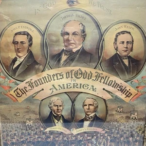 Antigua litografía de 1891 Founders of Odd Fellowship in America Fellowship IOOF - Imagen 1 de 24