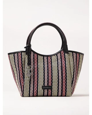 Emporio Armani Woven Tote Bag with Leather Trim Women Blue Handbags - Image 1 of 3