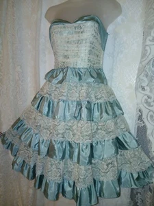 RARE Betsey Johnson Tea Party Lace Tulle Ruffle Wedding Prom Dress 2 Y2K 2000s - Picture 1 of 13