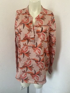 Eterna Blouse Red Print Size 40 Uk12 As25 - Picture 1 of 4