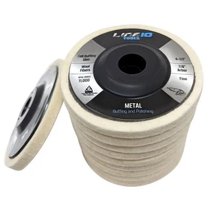10 pack Felt Buffing wheel 4-1/2" for Angle Grinder, 7/8" Arbor - Picture 1 of 5