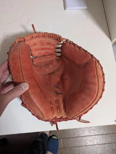 Mizuno SELECT9 Soft PLUS Catchers Mitt Orange Leather Softball Glove Used - Picture 1 of 3