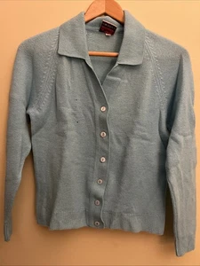 St. Michael Vintage Shetland Wool Button Sweater Cardigan Collar Preppy Small - Picture 1 of 6