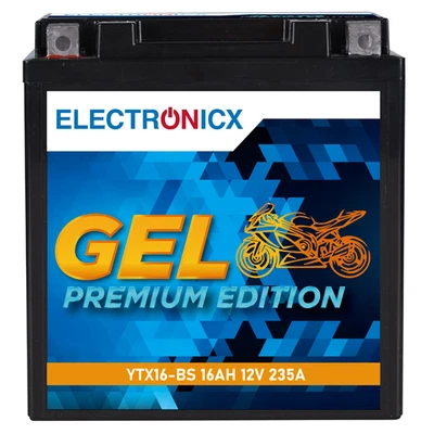 Electronicx YTX16-BS GEL Motorradbatterie 12V 16Ah 235A/EN - Hochleistungs-Gel B