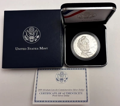 2009 Abraham Lincoln Commemorative Silver Dollar Proof Coin with OGP & COA - Image 1 of 4