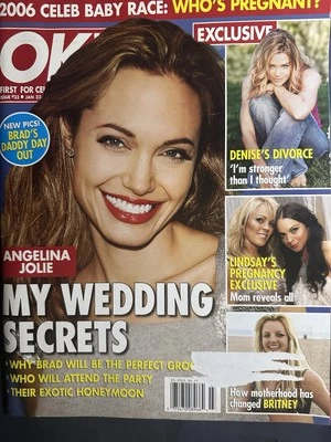 Ok! Magazine Angelina Jolie My Wedding Secrets Issue #23 January 23 2006 - Image 1 of 2