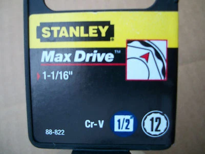 NUEVO STANLEY 1/2 pulgada Drive 1-1/16 pulgadas MAX DRIVE 12 PUNTOS TOMA Foto 1 de 4