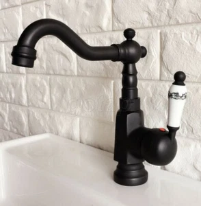 Black Oil Rubbed Bronze Swivel Bathroom Sink Faucet Mixer Basin Tap Gnf352 - Picture 1 of 8