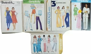 Sewing Patterns 70s Woman 10 12 Medium Dress Pant Suits Shirts Shorts 5 Packages - Picture 1 of 10
