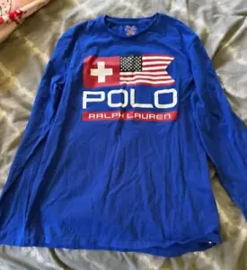 NWOT Polo Ralph Lauren Blue Long Sleeve T-Shirt Size M~L@@K!!!! - Picture 1 of 2