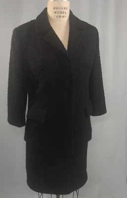 Traje Vintage Lana Boucle TALLA PEQUEÑA Negro MYRON LOUIS BOSTON 60s Retro Lápiz Foto 1 de 4