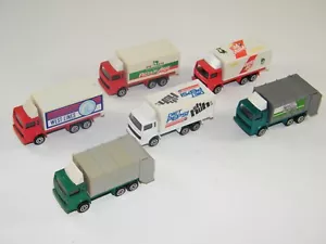 (6) VINTAGE ~ MAJORETTE BOX / GARBAGE TRUCKS: PEPSI, PETER PAN, PIZZA, ETC. - Picture 1 of 5